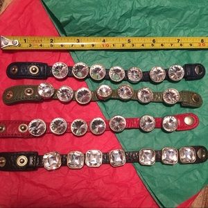 Leather Bling Snap Bracelets (4)